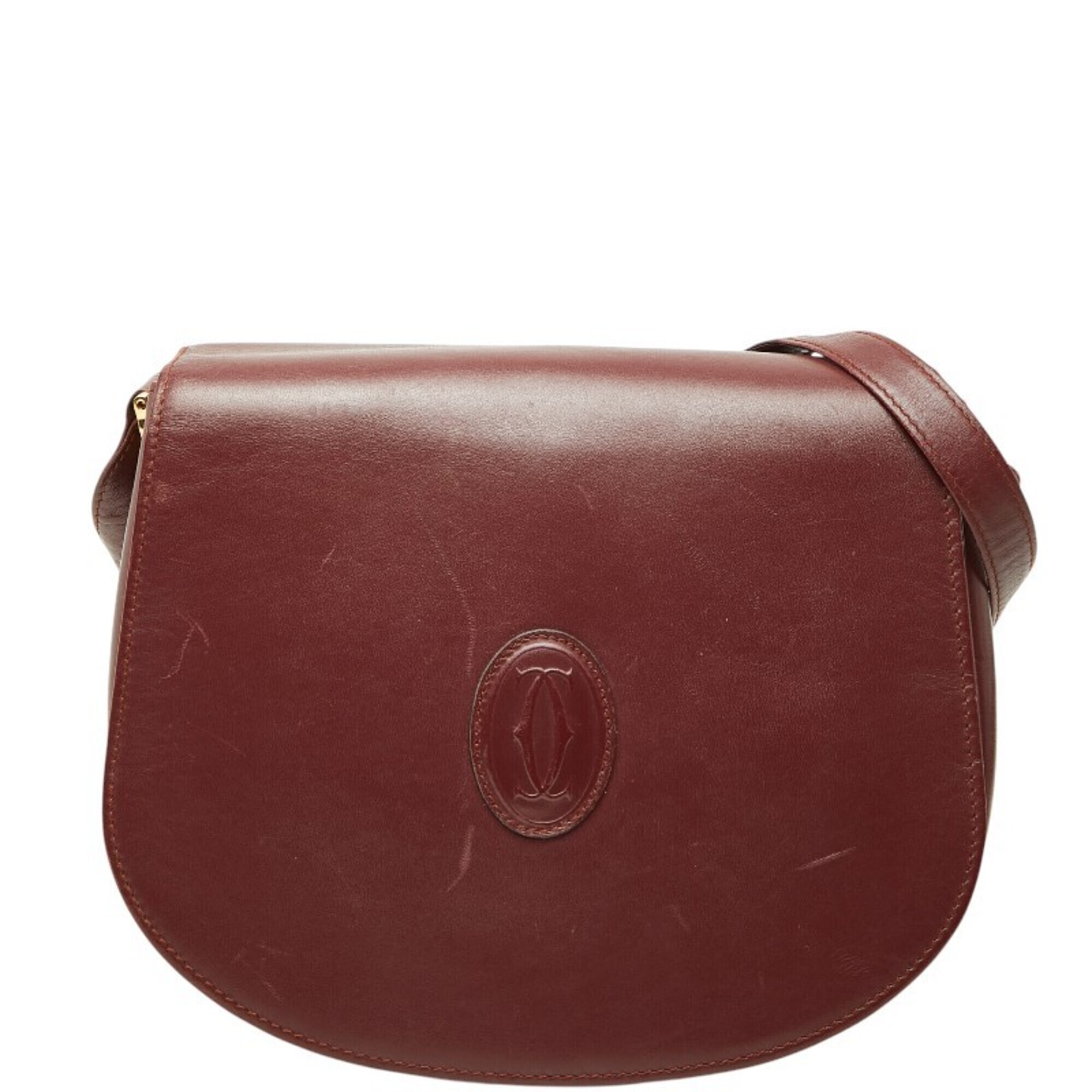 Cartier Must Line Crossbody Shoulder Bag, Wine Red/Bordeaux Leather, Women's.